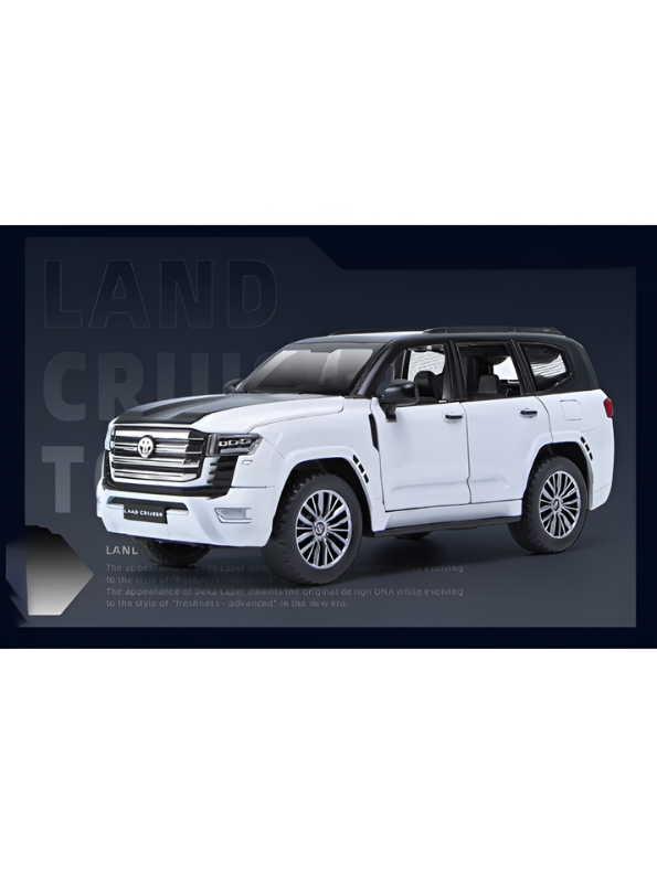 Toyota Land Cruiser Model Car – 1:32 Scale Diecast Premium Alloy Pull-Back Toy with Lights & Sound for Kids & Collectors TV2474