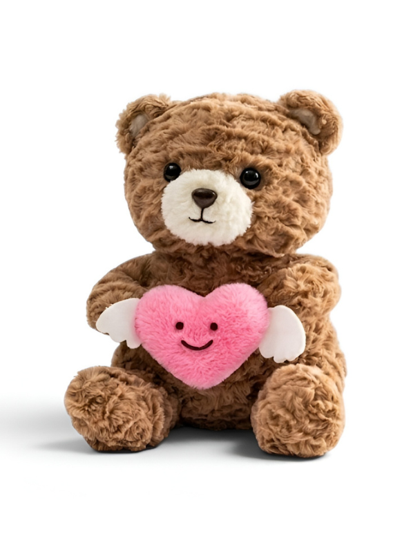 Brown Teddy Bear with Winged Heart – 10-Inch Plush Soft Cuddly Stuffed Animal Toy for Toddlers and Kids ST16499