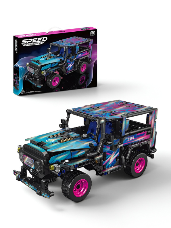 Cyberpunk Off-Road SUV Building Block Set – 910 Pieces, Pull-Back Action Toy Vehicle for Kids & Adults, Futuristic DIY Construction Kit with High-Performance Design TV6704