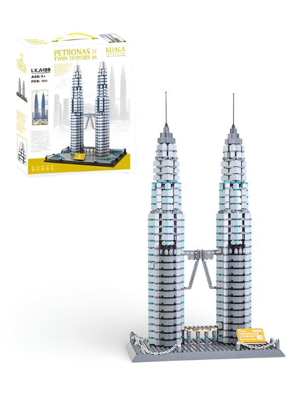 Petronas Twin Towers Architecture Building Block Set (1181 Pieces) – Kuala Lumpur Landmark 3D Model Kit for Adults & Kids, Detailed DIY Skyline Display Construction Toy MD2534