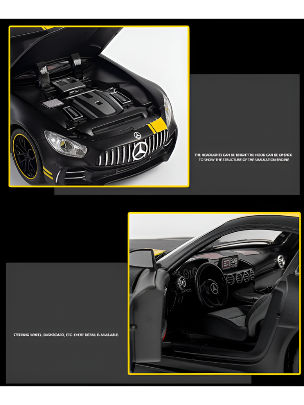 Mercedes-AMG GT R PRO 1:24 Scale Diecast Model Car – Black Premium Detailed Collectible Sports Car Replica for Enthusiasts & Display LMI14037