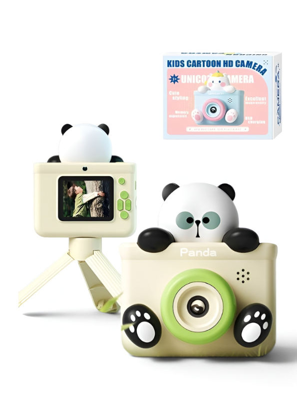 Cartoon Panda Digital Camera - 2000W HD Dual Lens Toy Camera with Tripod, Lanyard, and Mini Games TV3859
