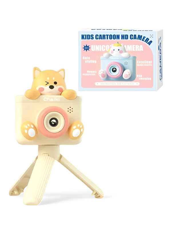 Kids Cartoon HD Digital Camera with Tripod – Cute Animal Design, Portable Video Camera for Boys and Girls, USB Rechargeable TV3859