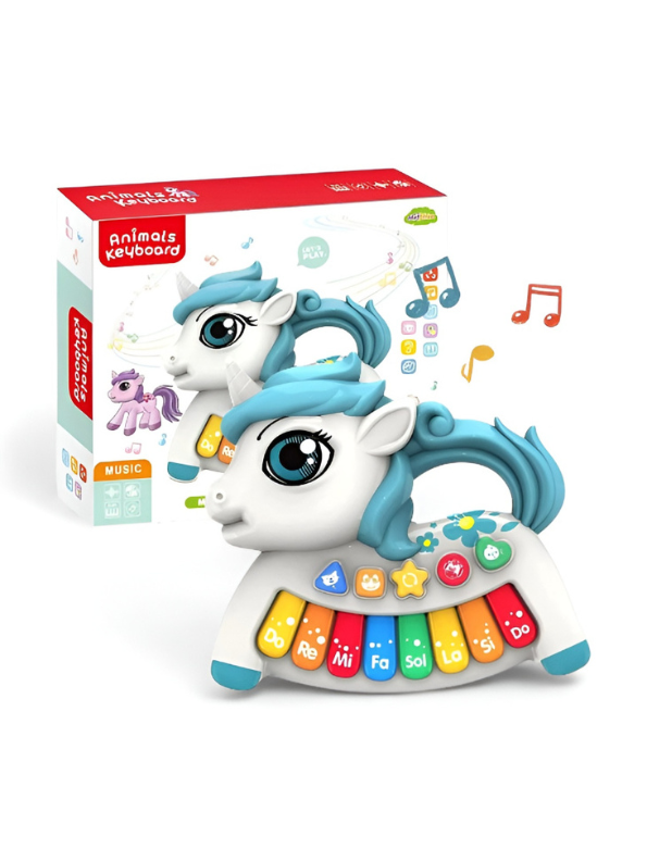 Unicorn Baby Piano Toy - Early Educational Musical Keyboard with 8 Piano Keys, 4 Animal Sounds, and 4 Play Modes - Sensory Learning Gift for Infants and Toddlers TV6981