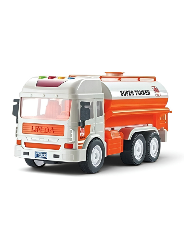 Friction Powered Oil Tanker Toy Truck with Realistic Lights and Sounds – Large 31CM Interactive Fuel Transporter for Kids Ages 3+ TV4928