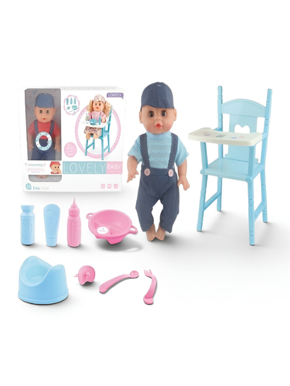 Doll x Lovely Baby Interactive Play Set with Feeding Accessories – Realistic Pretend Play Toy Set for Kids TV3643