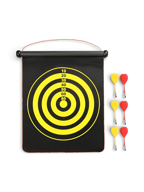 Magnetic Dart Board Set for Kids & Adults – Roll-Up Hanging Dartboard with 6 Strong Magnetic Darts, Safe Indoor & Outdoor Family Game, Ideal Gift for Boys, Girls TV1216