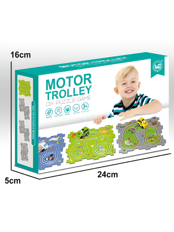 Trolley Puzzle Track Set for Kids 3+ – Interactive Educational Maze Toy with Automatic Vehicle, Modular Building Pieces & Creative STEM Learning Play MD1861