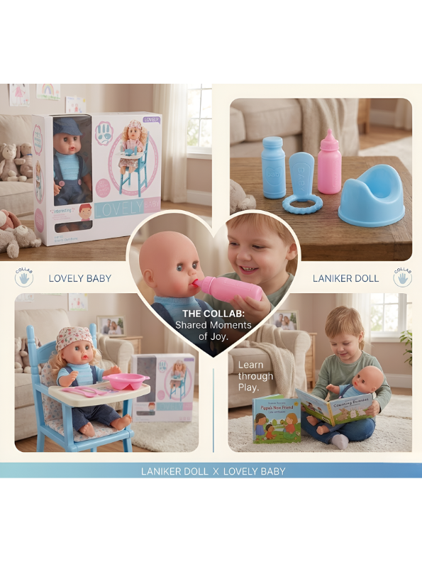 Doll x Lovely Baby Interactive Play Set with Feeding Accessories – Realistic Pretend Play Toy Set for Kids TV3643