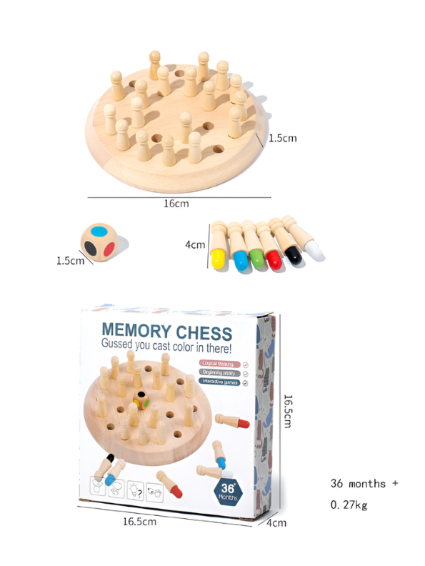 Memory Chess Board Game: Wooden Educational Toy for Kids & Toddlers TV5154