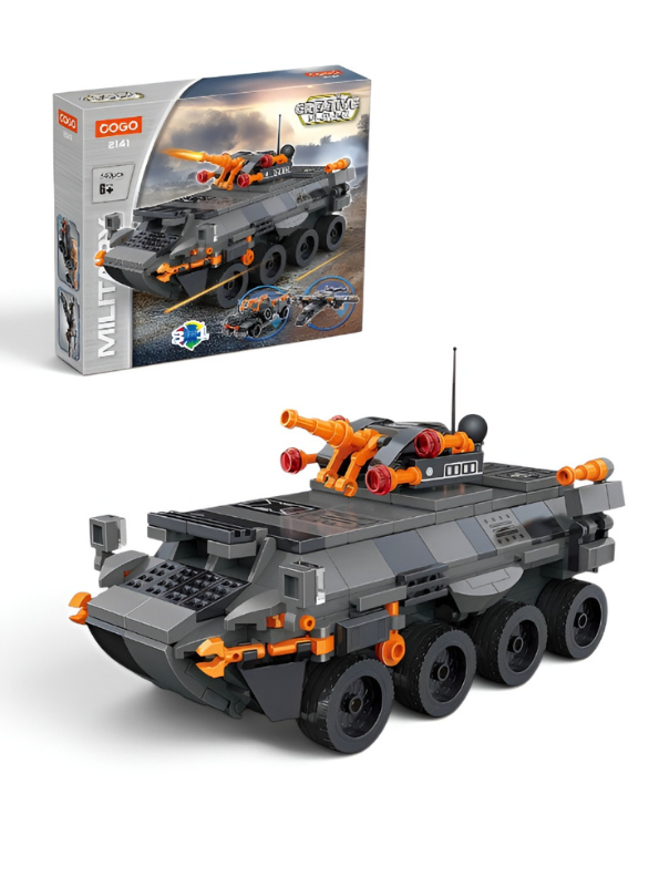 Military 3-in-1 Building Block Set | Transformable Armored Tank, Tactical Truck & Stealth Plane | 542+ Pcs STEM Construction Toy for Kids Ages 6+ TV6208