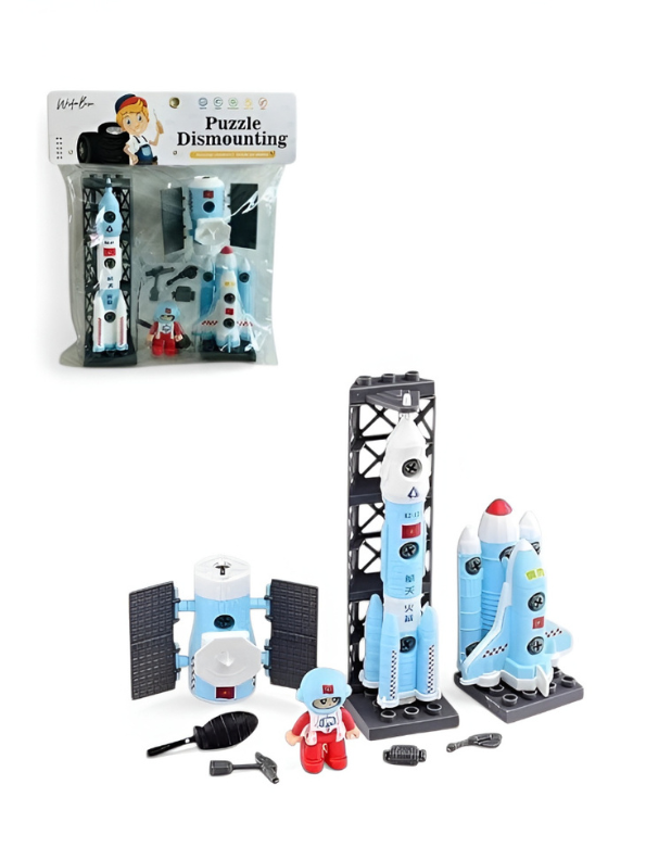 4-in-1 Space Exploration Take-Apart Toy Set for Kids – DIY Rocket, Space Shuttle & Satellite Building Kit with Astronaut Figure, Tools & STEM Learning Play MD1497