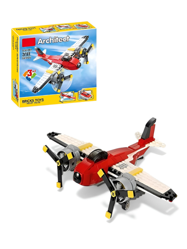 3-in-1 Propeller Adventures Building Set (241 Pieces) – Transformable Twin-Prop Plane, Jet & Hovercraft Construction Toy for Kids Ages 8+ | Creative STEM Building Kit MD2764