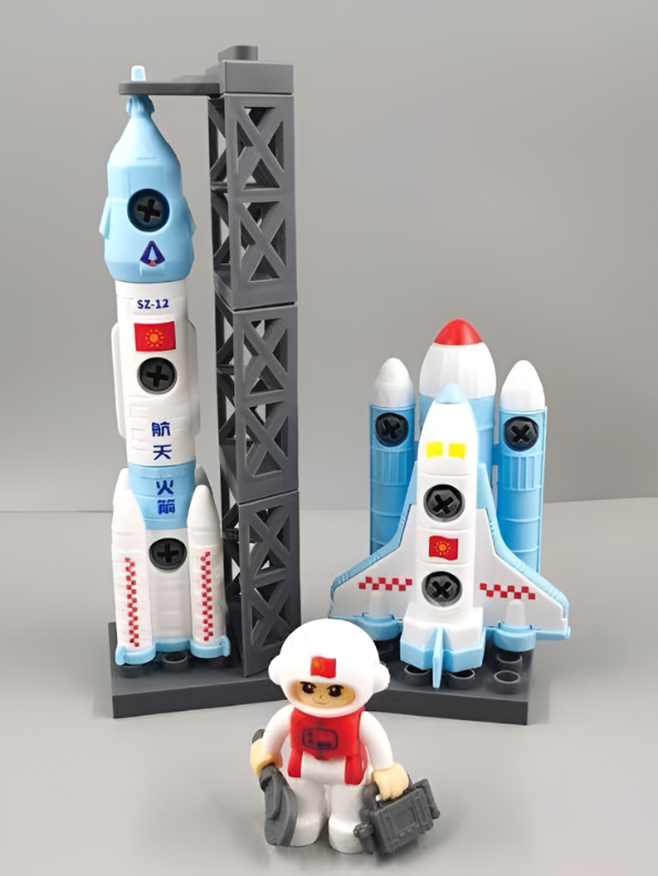 4-in-1 Space Exploration Take-Apart Toy Set for Kids – DIY Rocket, Space Shuttle & Satellite Building Kit with Astronaut Figure, Tools & STEM Learning Play MD1497