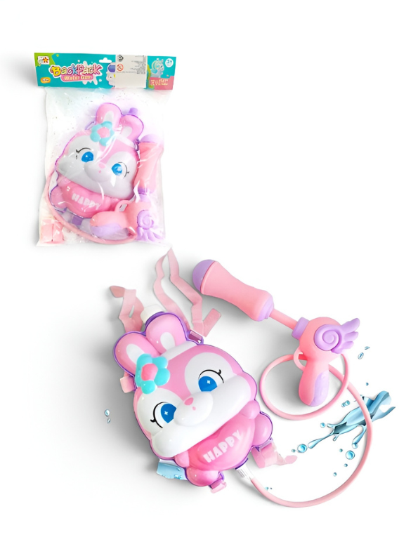 Large Capacity Pink Bunny Backpack Water Gun for Kids – Cute Rabbit Summer Soaker Toy with Adjustable Straps, Long-Range Pull-Out Squirt Gun for Outdoor Play Girls & Boys TV6609