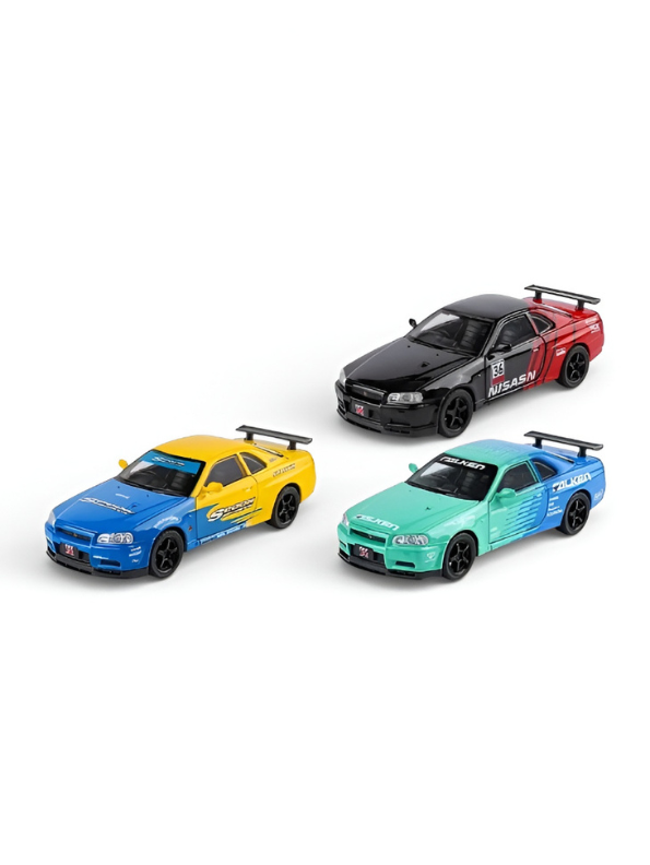 Nissan Skyline GT-R R34 Alloy Diecast Model Car - 1:32 Openable Doors, Hood & Trunk - JDM Collectible Toy Vehicle with Detailed Interior TV5806