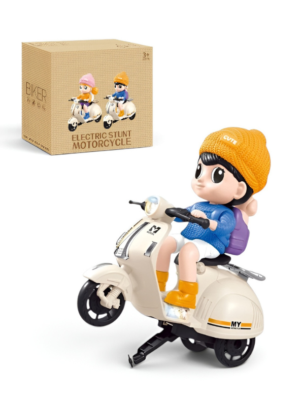 360° Rotating Electric Stunt Motorcycle Toy for Kids – Battery Operated Scooter with Dynamic Music, Dazzling LED Lights, and Automatic Wheel-Lifting Action – Ideal Gift for Boys & Girls Ages 3+ TV5780