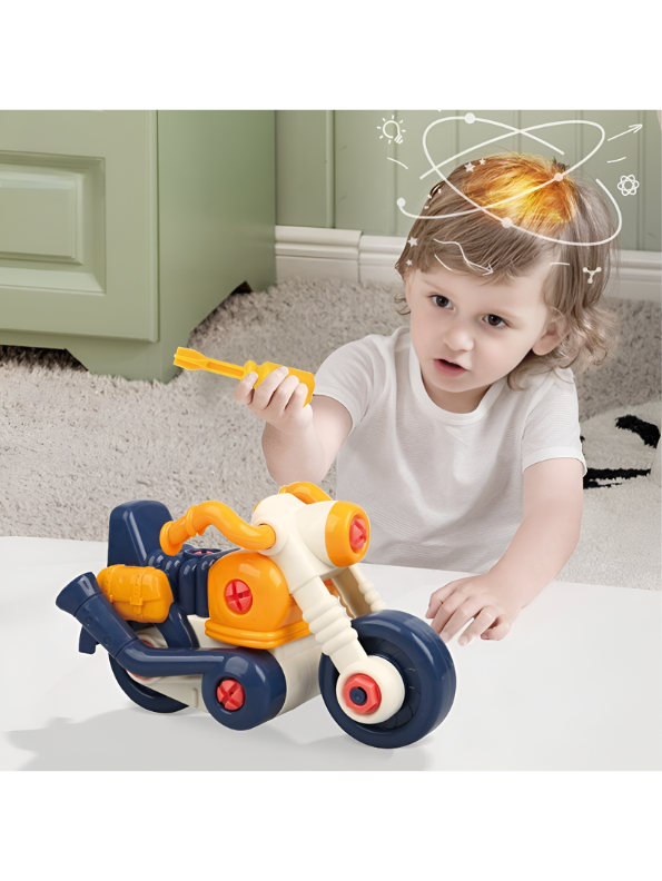 Motorcycle Toy for Toddlers – DIY Construction Building Set with Toy Screwdriver – Educational Disassemble Motorbike Kit for Kids Ages 3+ TV4989