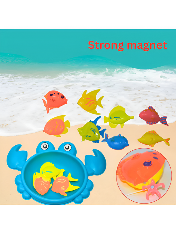 Magnetic Fishing Toy Game Set for Kids – Pink 11-Piece Toddler Bath & Pool Play Set with 8 Large Floating Fish, Crab Pond, Extendable Fishing Pole & Net – Educational Water Sensory Learning Toy for Boys and Girls MD2819