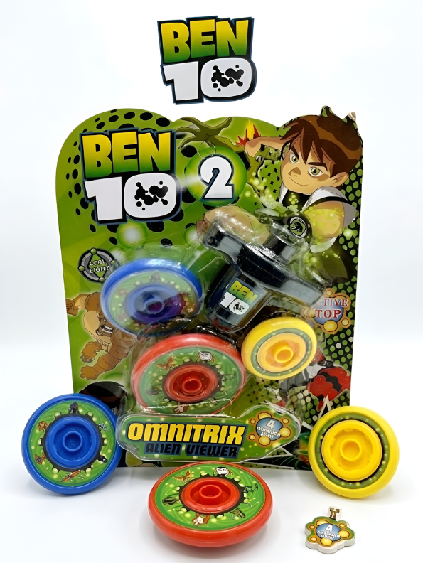 Ben 10 Omnitrix Alien Viewer Spinning Top Battle Set with 3 Alien Tops & Black Power Launcher – Interactive Beyblade-Style Battle Toy for Kids TV1010