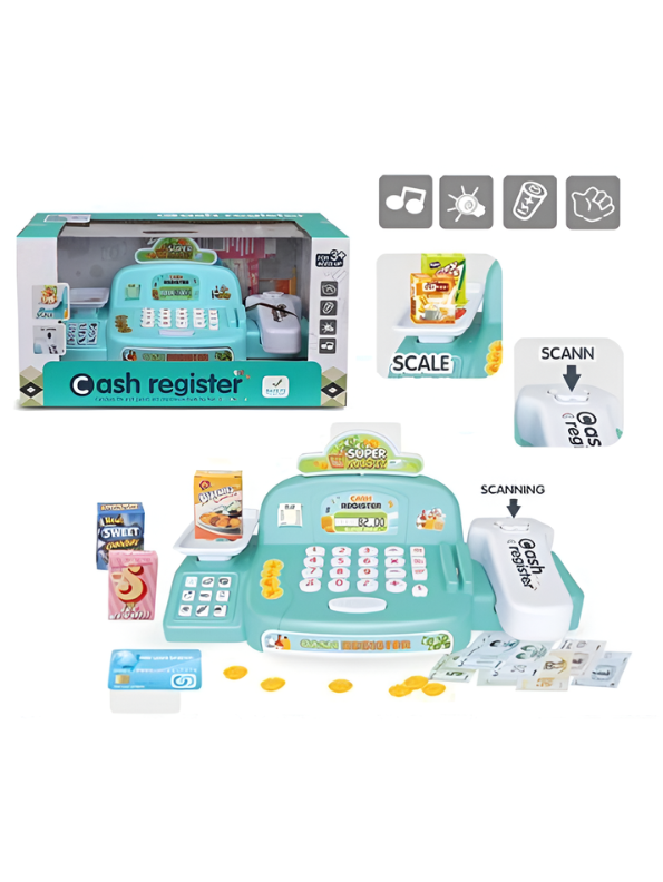 Supermarket Electronic Cash Register Toy Set – Interactive Educational Pretend Play Checkout Register for Kids Ages 3+ | Learning Money Management & Role-Play Toy Set Kids TV3224