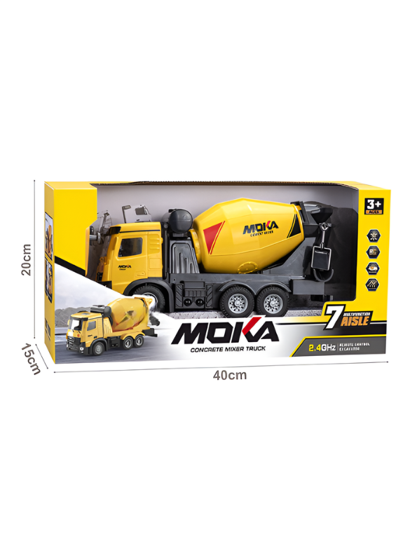 MOKA 2.4GHz RC Concrete Mixer Truck – 7-Function Remote Control Construction Toy for Kids TV6751