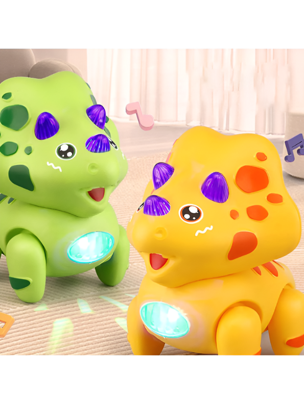 Electric Walking Triceratops Toy for Babies – Musical Crawling Dinosaur with LED Lights, Pull String Action, Early Educational Sensory Toy for Infants and Toddlers TV4682