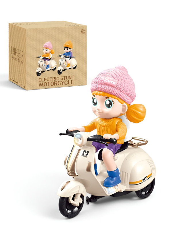 360° Rotating Electric Stunt Motorcycle Toy for Kids – Battery Operated Scooter with Dynamic Music, Dazzling LED Lights, and Automatic Wheel-Lifting Action – Ideal Gift for Boys & Girls Ages 3+ TV5780