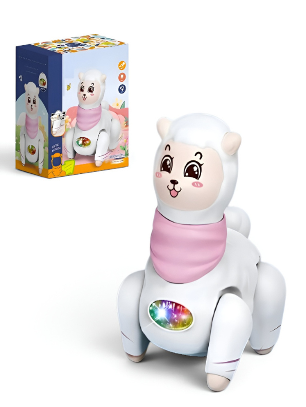 Electronic Walking Alpaca Toy for Kids – Interactive Robot Llama with LED Lights, Music, and Movable Limbs – Cute Kawaii Animal Figurine with Soft Fabric Scarf TV6256