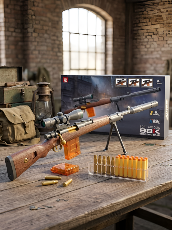 PUBG Kar 98K Tactical Shooting Game Model – 104cm Professional Soft Bullet Toy Gun for Outdoor Combat Play, Realistic Sniper Design for Kids & Adults NX16428