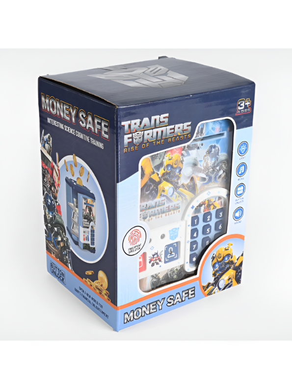 Transformers Electronic Money Safe Box for Kids – Kids ATM Piggy Bank with Password & Toy Bank Card, Blue Digital Coin Bank and Cash Vault Toy LMI14827