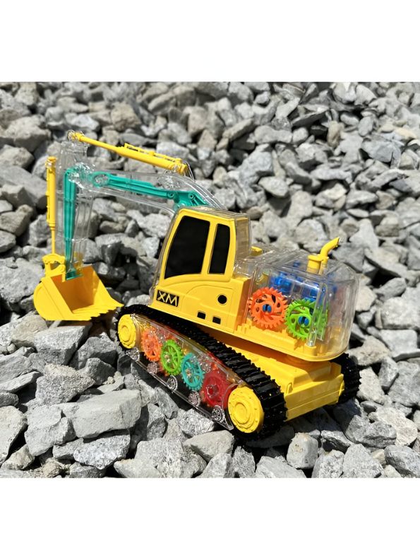 Transparent Shell Excavator – Remote Control Toy for Kids with Flashing Lights | RC Construction Vehicle Toy LMI13333.