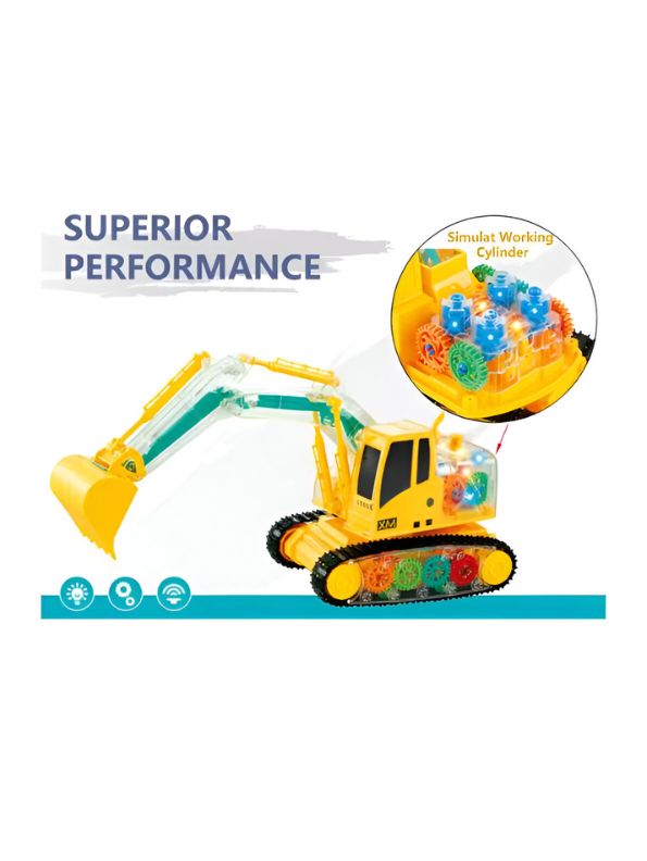 Transparent Shell Excavator – Remote Control Toy for Kids with Flashing Lights | RC Construction Vehicle Toy LMI13333.