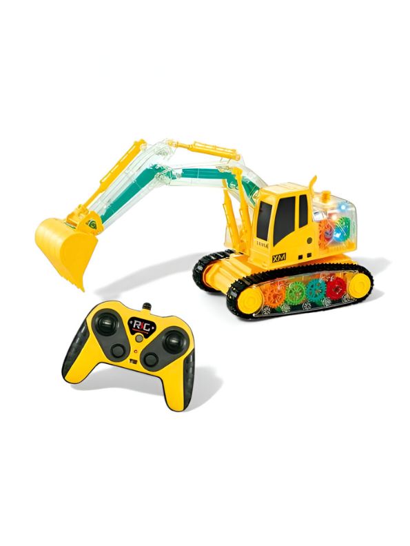 Transparent Shell Excavator – Remote Control Toy for Kids with Flashing Lights | RC Construction Vehicle Toy LMI13333.