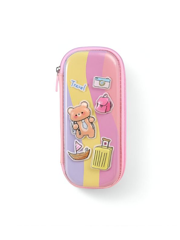 TravelBear – Cute Bear Theme Kids Pouch | Single Chain Pencil Bag NOV3986.