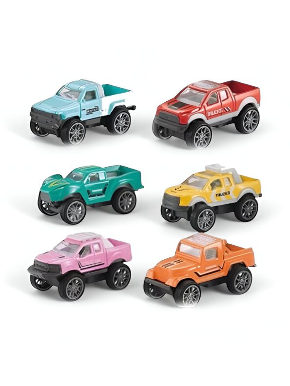 Truck Car Set – 6-Pack Mini Pull Back Vehicles Toy Set for Kids, Playset for Boys & Girls – LMI9664.