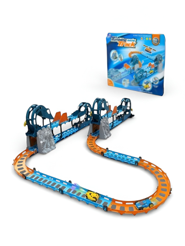 Tumbling Track Race Car Set with 360° Rotating Stunt Loops & Dual Gravity Tracks TV2148.