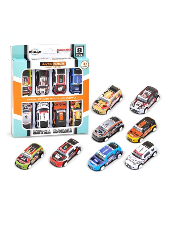 TurboBlaze 10X – Metal Racing Car Pack of 10 | Pullback Die-Cast Mini Cars for Kids | High-Speed Toy Vehicles for Boys & Girls LMI12467.
