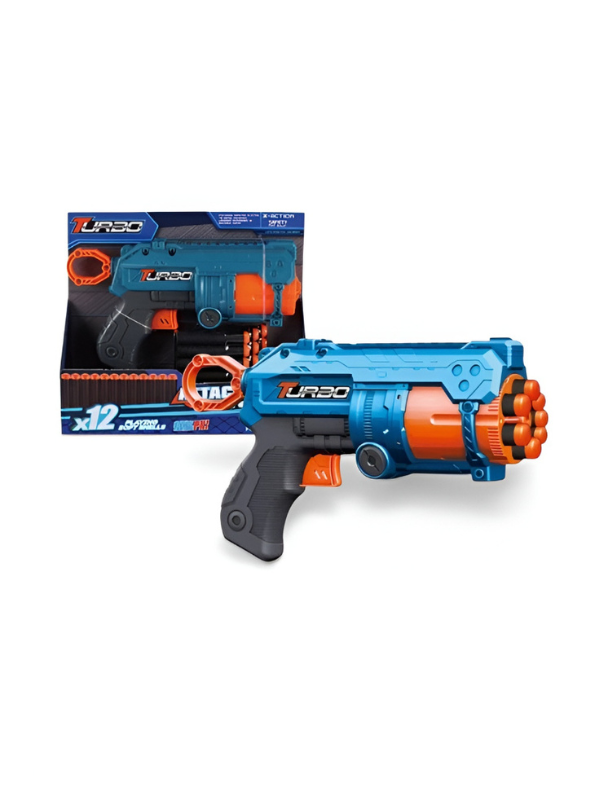Turbo High-Velocity Foam Dart Blaster Set – Rapid Fire Toy Gun with Rotating Drum NX12659.