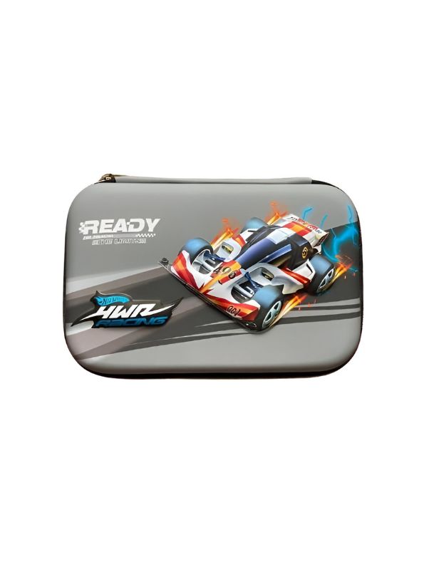 Grey - TurboVroom – Sports Car Blister Pouch for Kids | Single Chain Pencil Case | Stylish & Speedy Stationery Bag NOV8792.