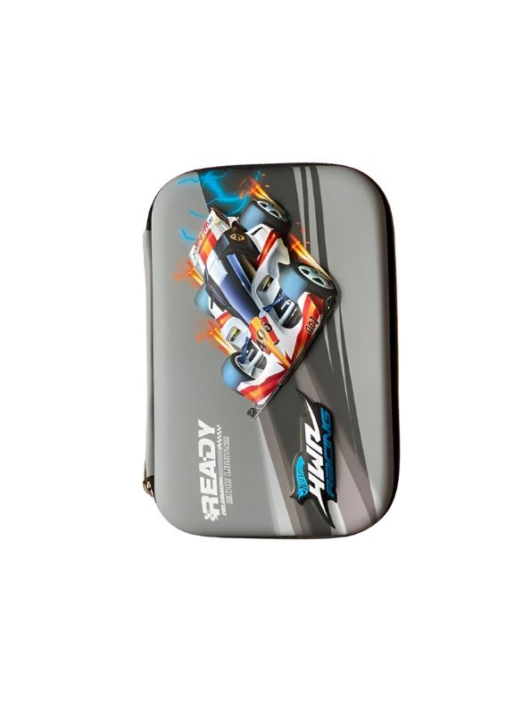 Grey - TurboVroom – Sports Car Blister Pouch for Kids | Single Chain Pencil Case | Stylish & Speedy Stationery Bag NOV8792.