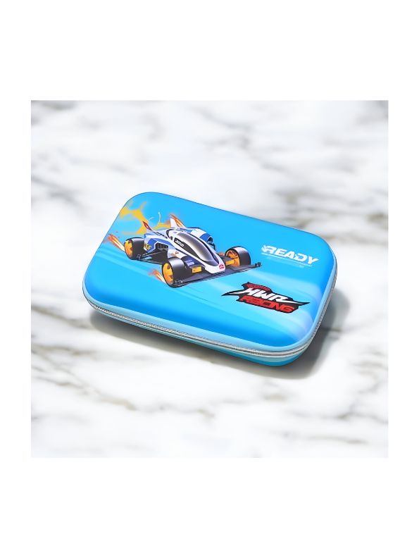 Blue - TurboVroom – Sports Car Blister Pouch for Kids | Single Chain Pencil Case | Stylish & Speedy Stationery Bag NOV8792.