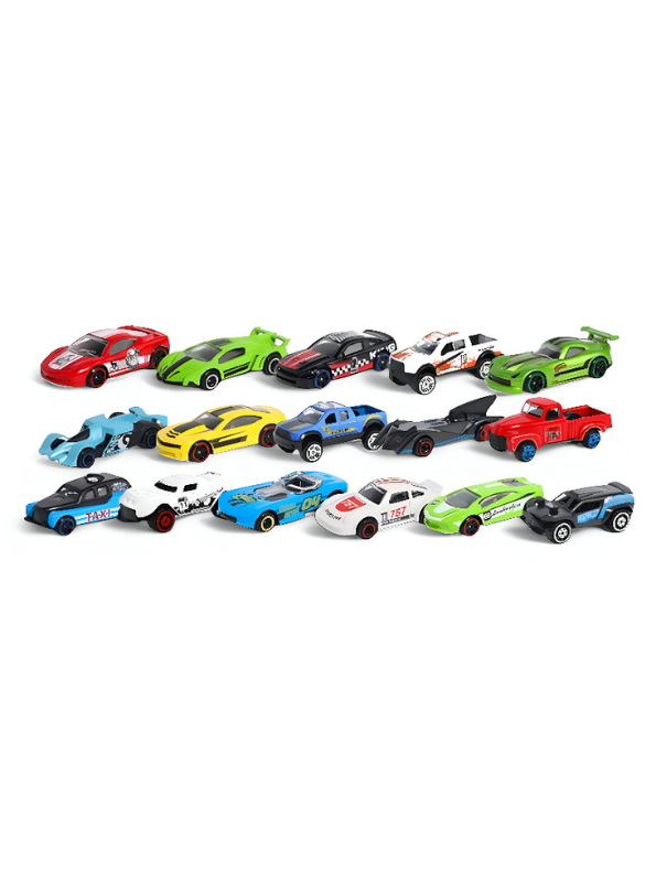 TurboWheels – 16-Piece Diecast Car Set | Mini Collection | Super Moving Stares Kids Playset | Gift for Boys LMI15236.