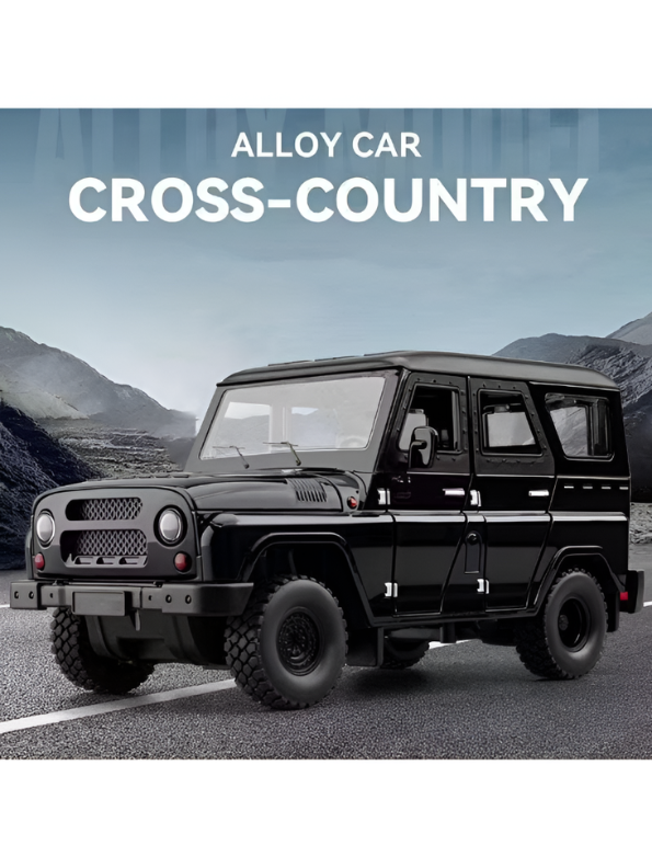 UAZ Hunter Diecast Alloy Metal Model Car SUV – Black 1:18 Scale Interactive Features with Lights & Sound, Opening Doors & Hood, Black TV6153