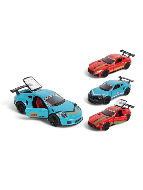 Ultimate Mini Racers – Diecast Cars Pack of 4 Scale 1:36 Pull Back Toy Cars with Light & Sound for Kids LMI15132.