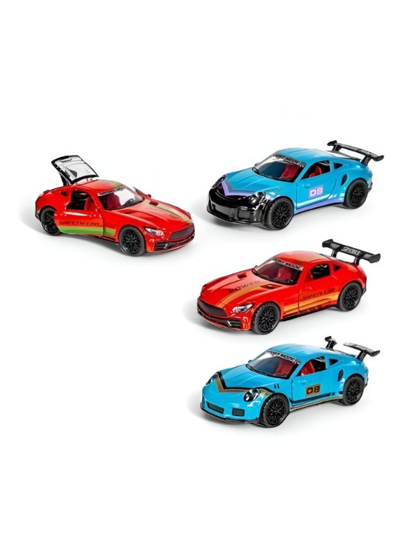 Ultimate Mini Racers – Diecast Cars Pack of 4 Scale 1:36 Pull Back Toy Cars with Light & Sound for Kids LMI15132.
