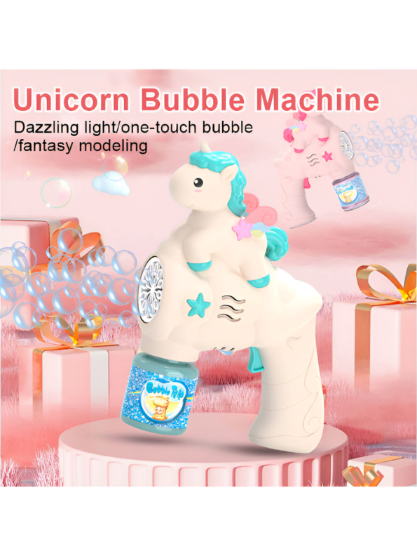 Unicorn Bubble Machine Gun Toy – Automatic Bubble Maker Blaster Turquoise LMI16591.