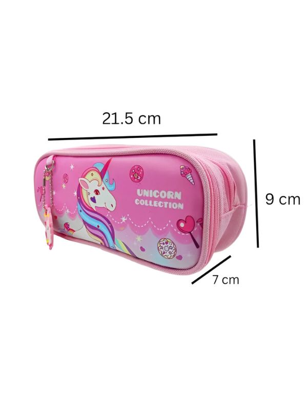 Unipouch – Unicorn Pencil Pouch for Girls | Double Zipper Stationery Case | Premium Leather Top | Cute & Durable School Pouch NOV2119.