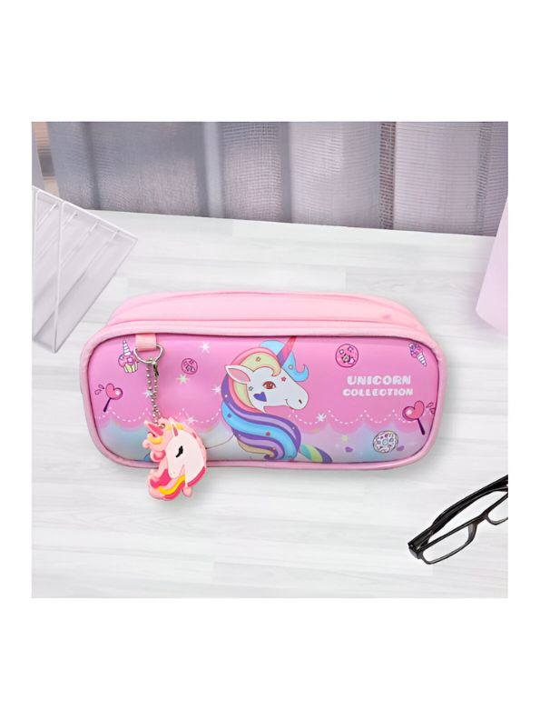 Unipouch – Unicorn Pencil Pouch for Girls | Double Zipper Stationery Case | Premium Leather Top | Cute & Durable School Pouch NOV2119.