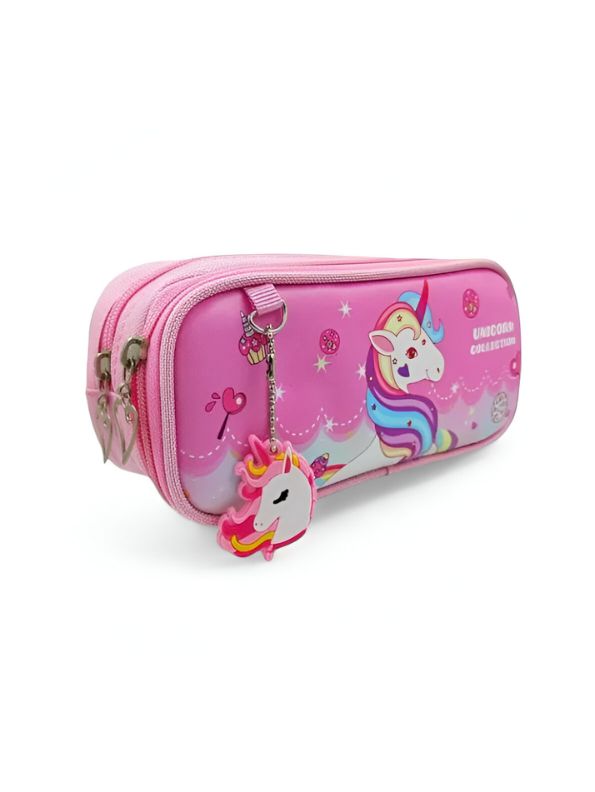 Unipouch – Unicorn Pencil Pouch for Girls | Double Zipper Stationery Case | Premium Leather Top | Cute & Durable School Pouch NOV2119.